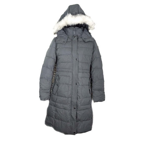 Merona Jackets & Blazers - NEW Merona Women's M Gray White Fur Hooded Long Puffer Coat